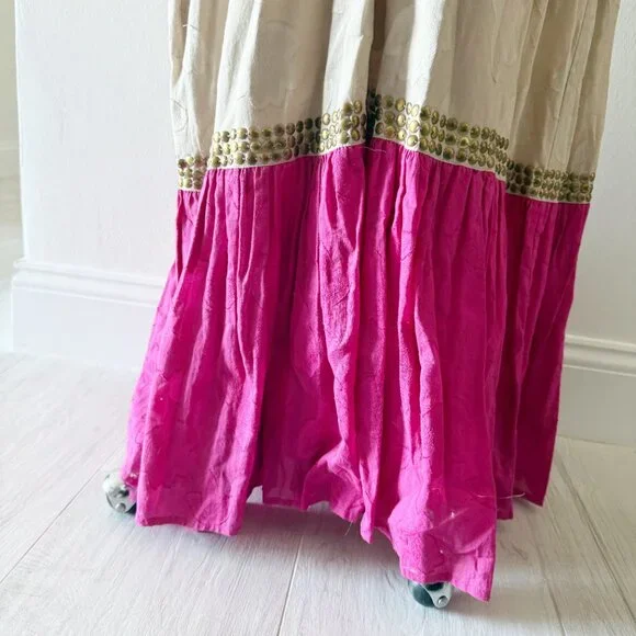 NEW ViX by Paula Hermanny Beige & Pink Halter Long Maxi Dress Size Small (S) - Picture 7 of 10